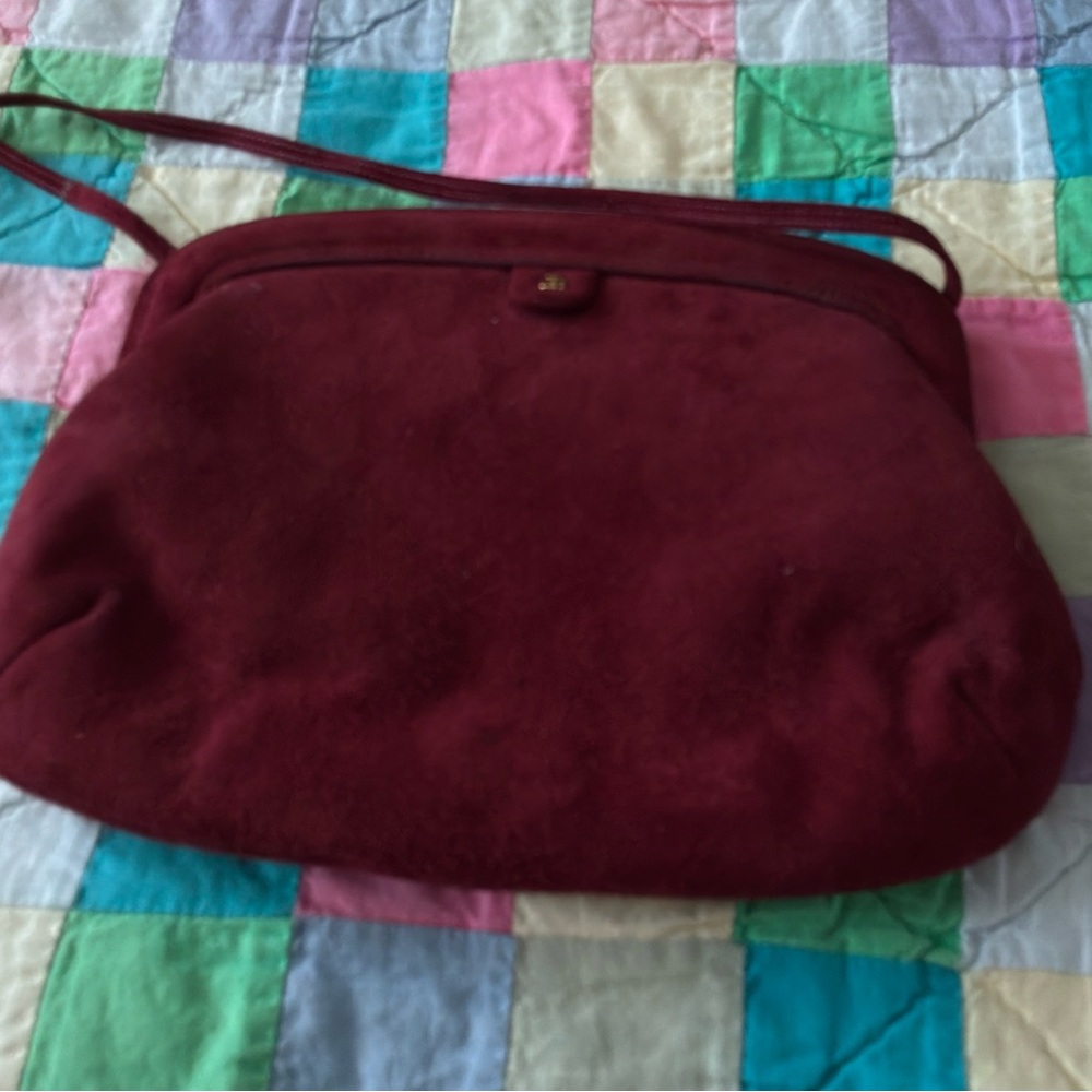 Saks Fifth Avenue Burgundy Suede Shoulder Bag
